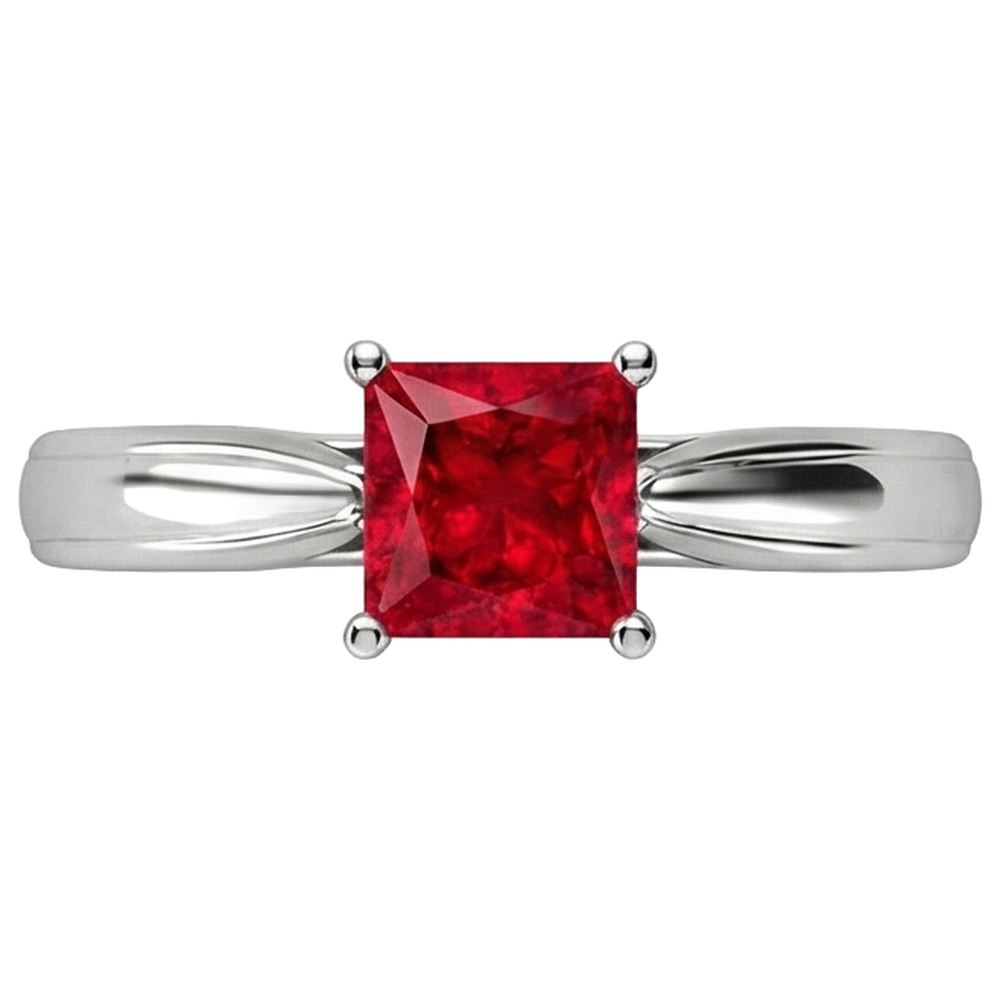 Solitaire Ruby Ring 1 Carats White Gold 14K