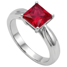 Solitaire Ruby Ring 1 Carats White Gold 14K