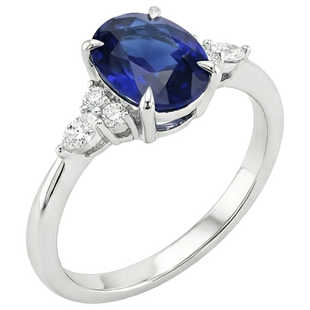 natural round sapphire 3ct ring side angle
