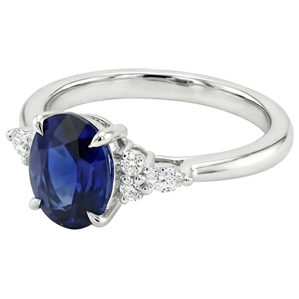 natural round sapphire 3ct ring profile view