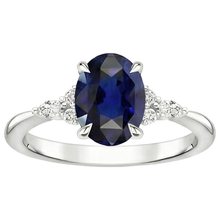 natural round sapphire 3ct ring on white background