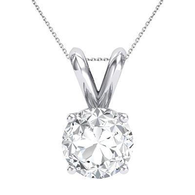 Solitaire Sparkling 1.00 Carat Real Diamond Necklace Pendant Gold White 14K