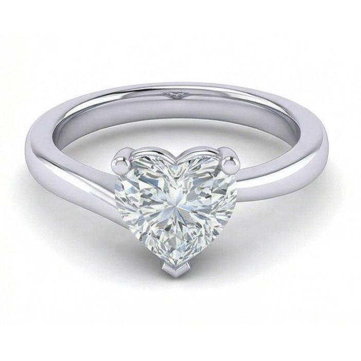 Solitaire Sparkling Heart Shape 1.75 Ct Natural Earth Mined Diamond Wedding Ring