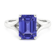 Solitaire Split Shank Emerald Light Blue Sapphire Ring 2 Carats