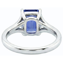 Solitaire Split Shank Emerald Light Blue Sapphire Ring 2 Carats