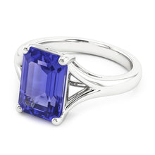Solitaire Split Shank Emerald Light Blue Sapphire Ring 2 Carats