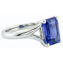 Solitaire Split Shank Emerald Light Blue Sapphire Ring 2 Carats