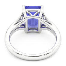 Solitaire Split Shank Emerald Light Blue Sapphire Ring 2 Carats
