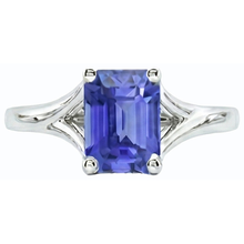 Solitaire Split Shank Emerald Light Blue Sapphire Ring 2 Carats