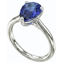 Solitaire Sri Lankan Sapphire Ring 14K Gold Pear Shaped 2.50 Carats