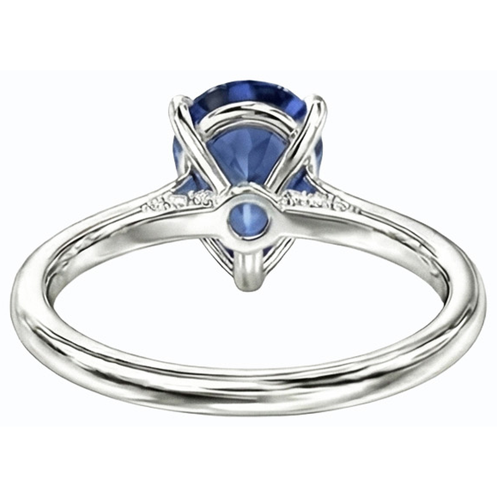 Solitaire Sri Lankan Sapphire Ring 14K Gold Pear Shaped 2.50 Carats