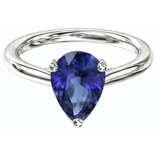 Solitaire Sri Lankan Sapphire Ring 14K Gold Pear Shaped 2.50 Carats