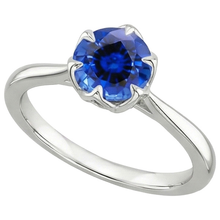 Solitaire Sri Lankan Sapphire Ring 2 Carats Tapered Shank White Gold