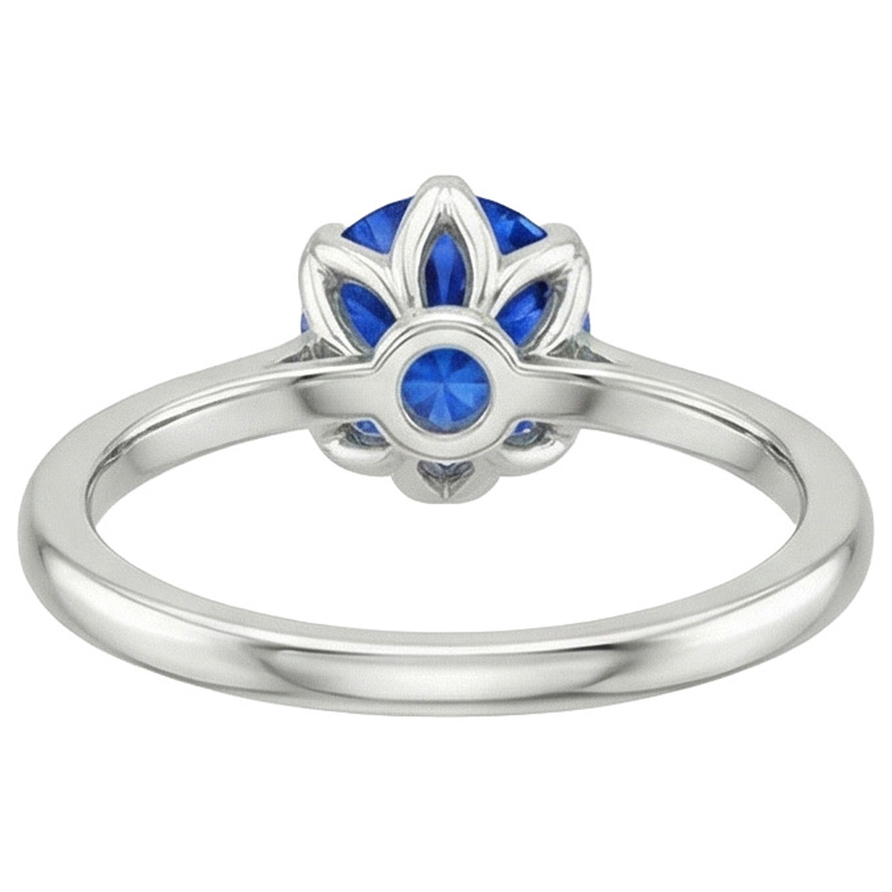 Solitaire Sri Lankan Sapphire Ring 2 Carats Tapered Shank White Gold
