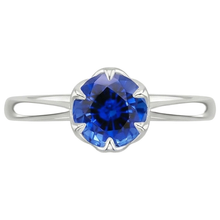 Solitaire Sri Lankan Sapphire Ring 2 Carats Tapered Shank White Gold