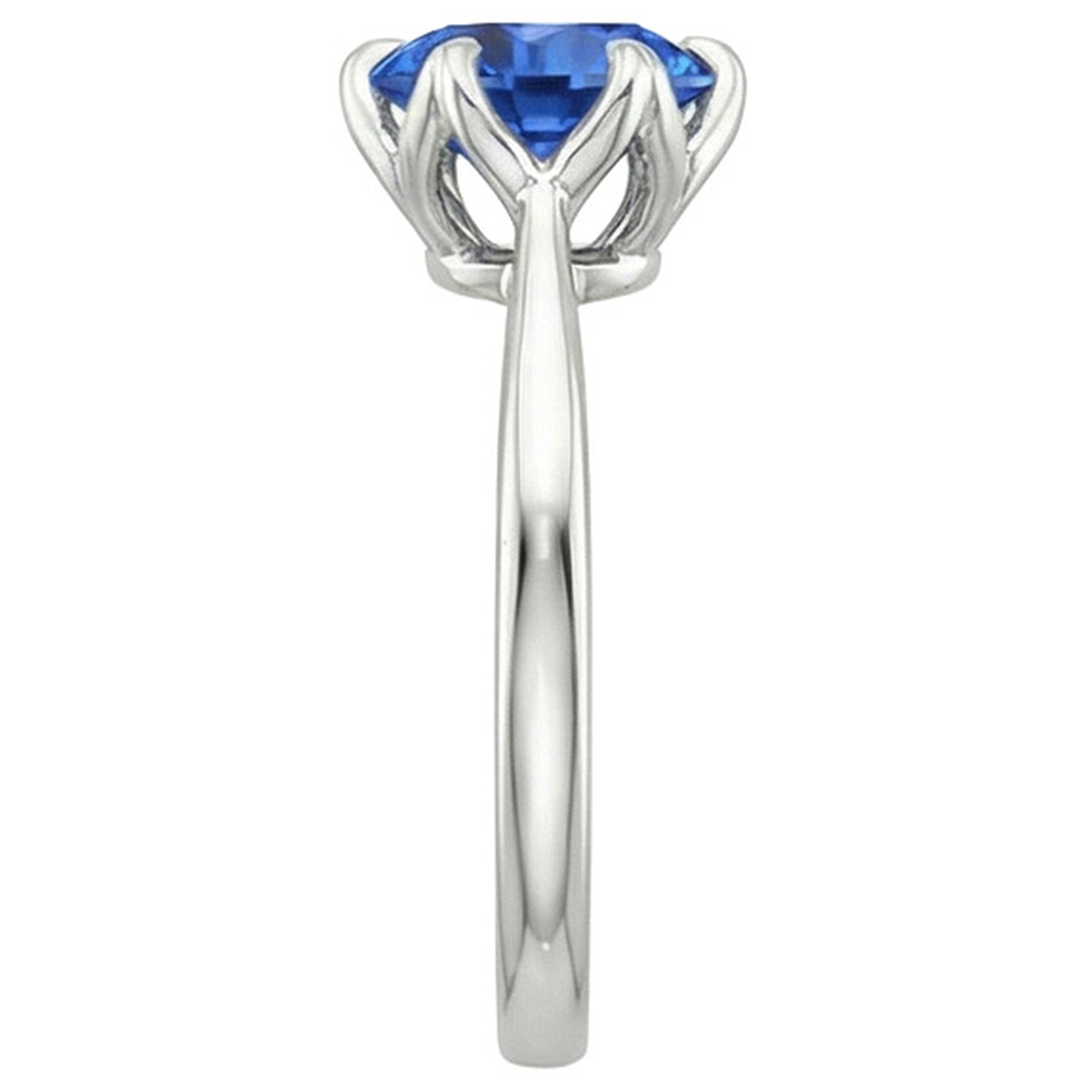 Solitaire Sri Lankan Sapphire Ring 2 Carats Tapered Shank White Gold