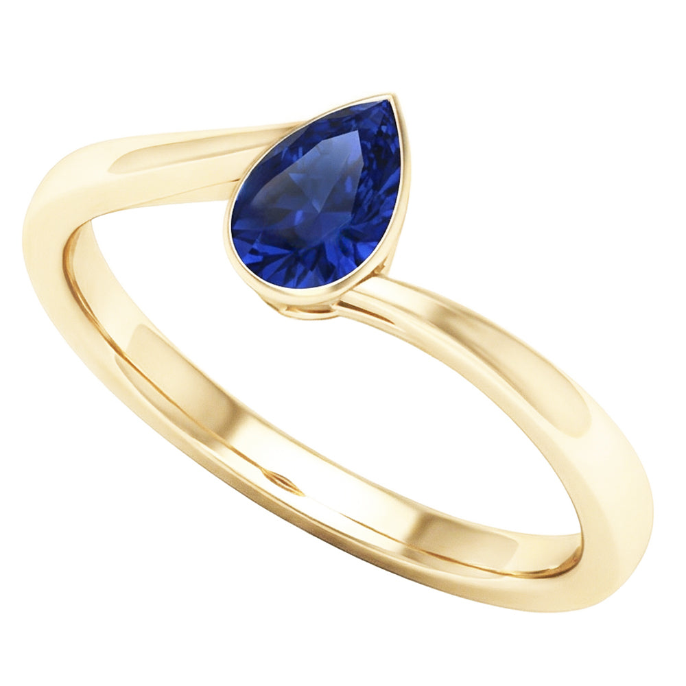 Solitaire Sri Lankan Sapphire Ring Bezel Set Yellow Gold 1.50 Carats