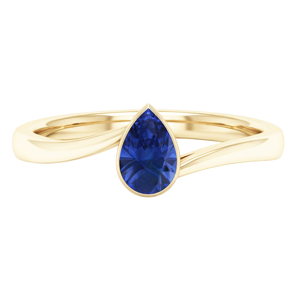 Solitaire Sri Lankan Sapphire Ring Bezel Set Yellow Gold 1.50 Carats