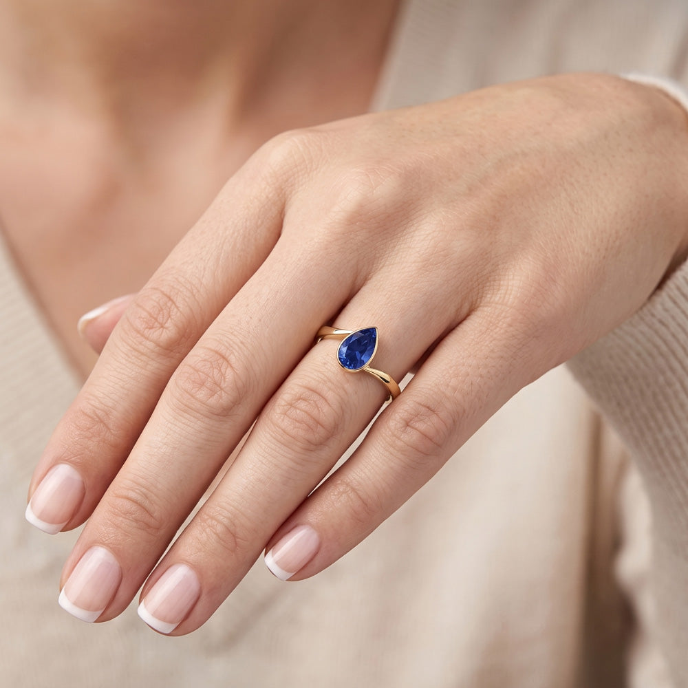 Solitaire Sri Lankan Sapphire Ring Bezel Set Yellow Gold 1.50 Carats