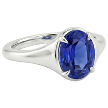 Solitaire Sri Lankan Sapphire Ring White Gold 14K Oval Cut 3 Carats