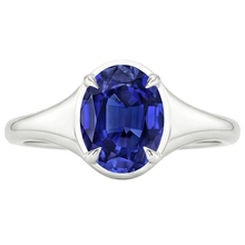 Solitaire Sri Lankan Sapphire Ring White Gold 14K Oval Cut 3 Carats