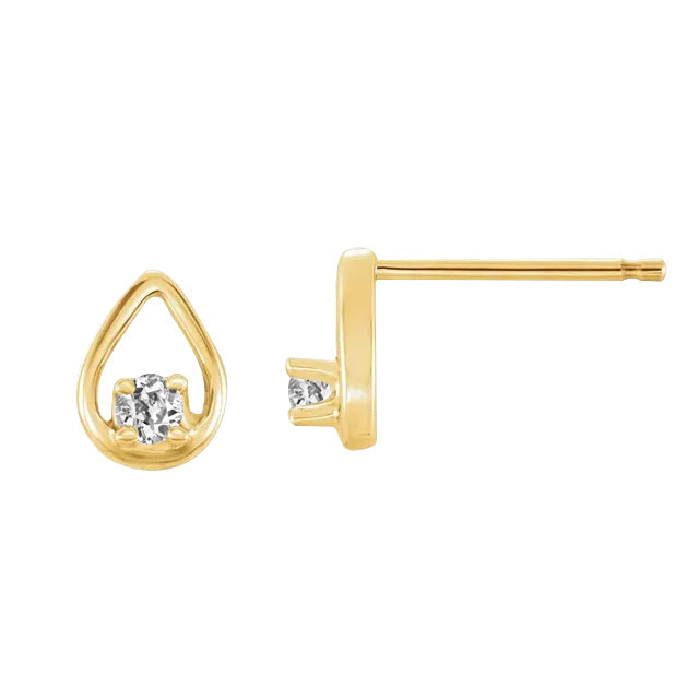 Solitaire Stud Natural Diamond Earrings 1 Carat Old Cut Teardrop Shape