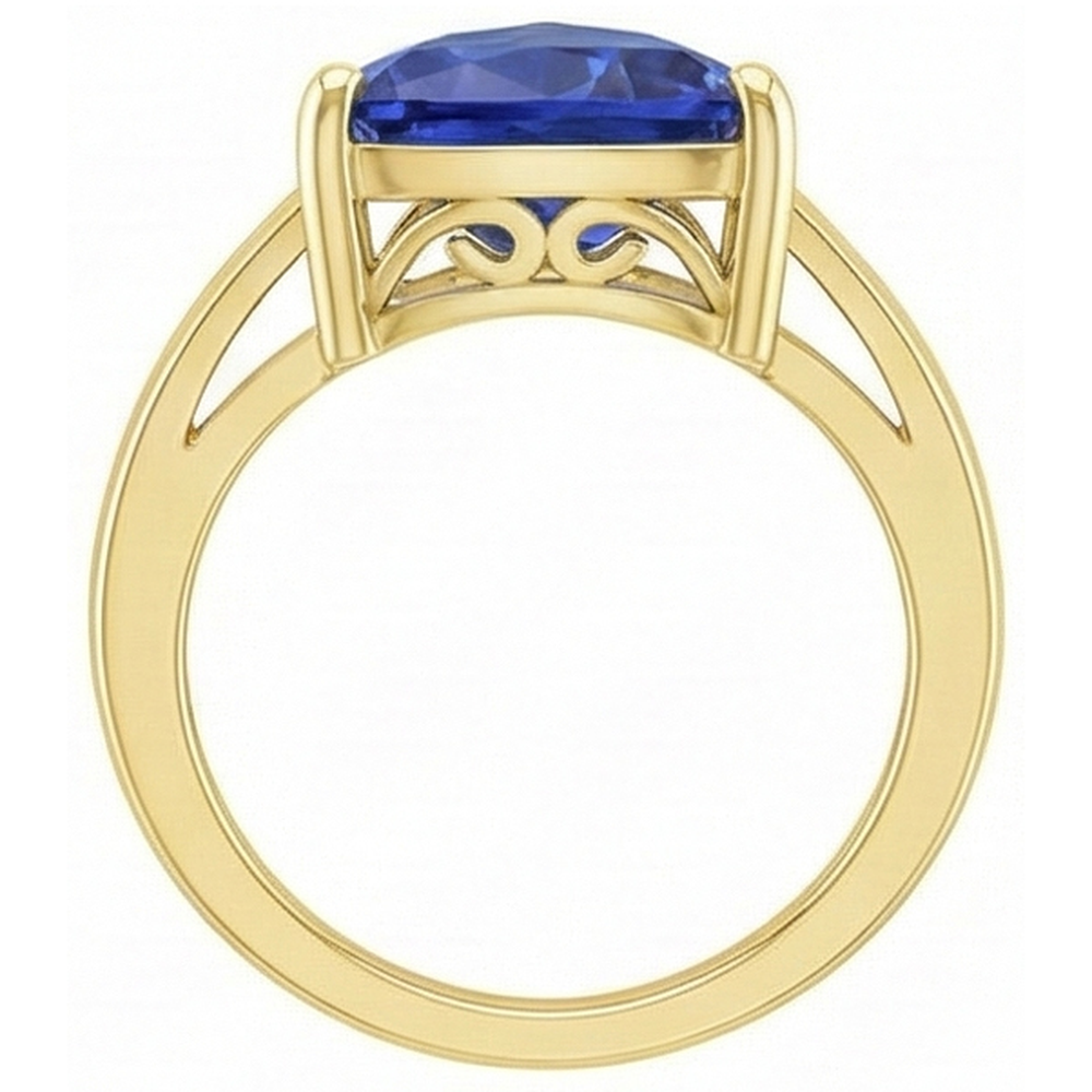 Solitaire Trillion Blue Sapphire Ring Yellow Gold Jewellery 3 Carats