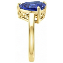 Solitaire Trillion Blue Sapphire Ring Yellow Gold Jewellery 3 Carats