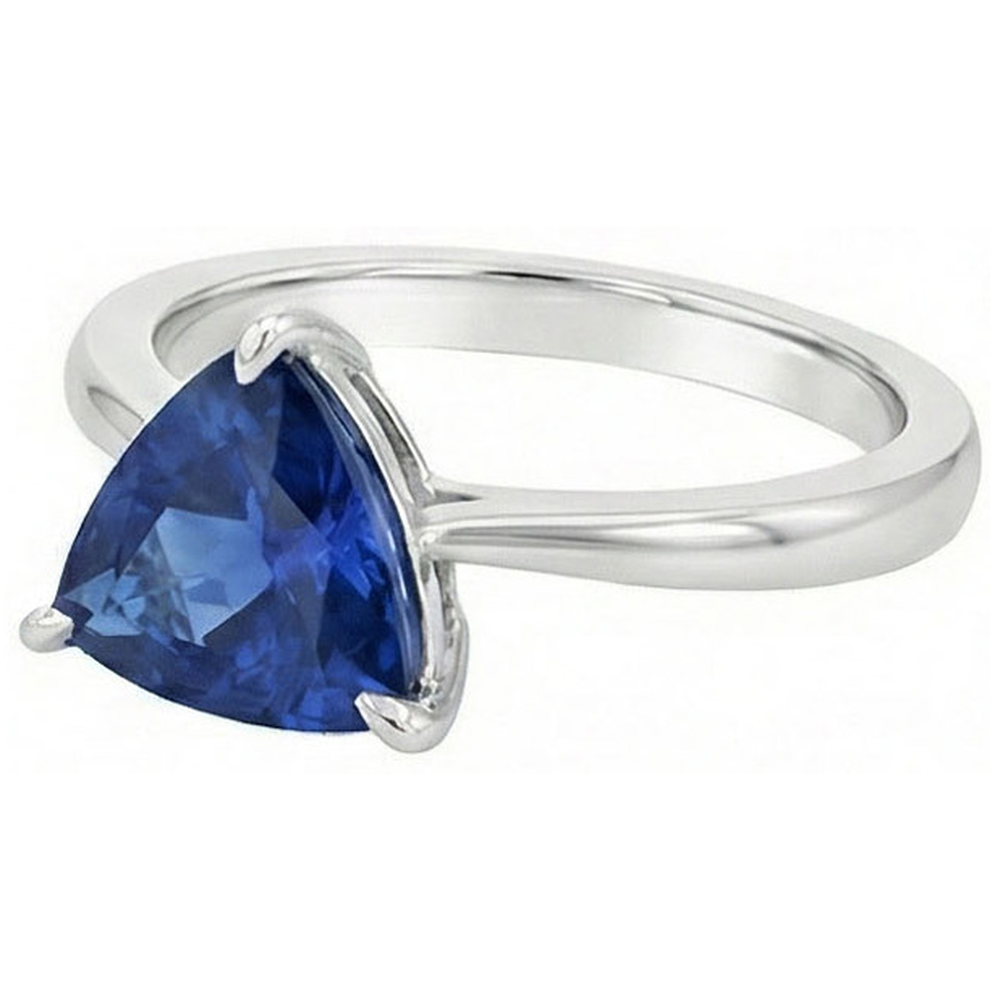 Solitaire Trillion Deep Blue Sapphire 1.50 Carats Prong Set Jewellery