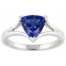 Solitaire Trillion Sapphire Ring V Prong Split Shank 1.50 Carats