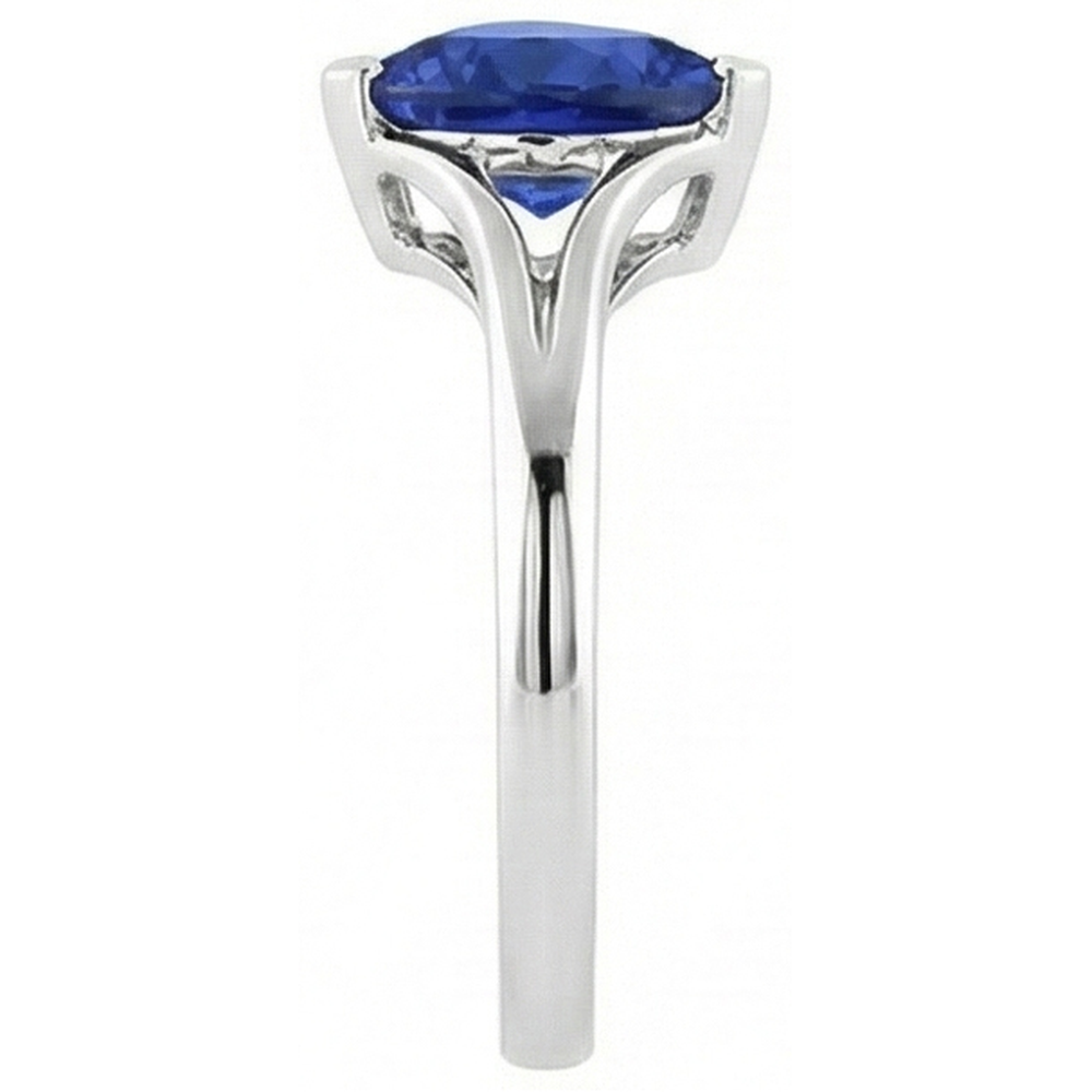 Solitaire Trillion Sapphire Ring V Prong Split Shank 1.50 Carats