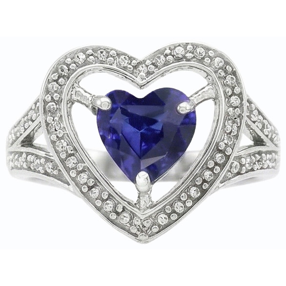 natural heart sapphire 1.50ct ring top view
