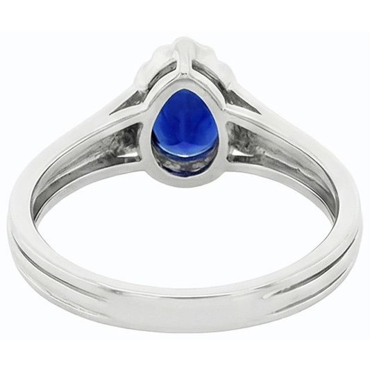 Solitaire Vintage Style Pear Cut Ceylon Sapphire Ring 2 Carats