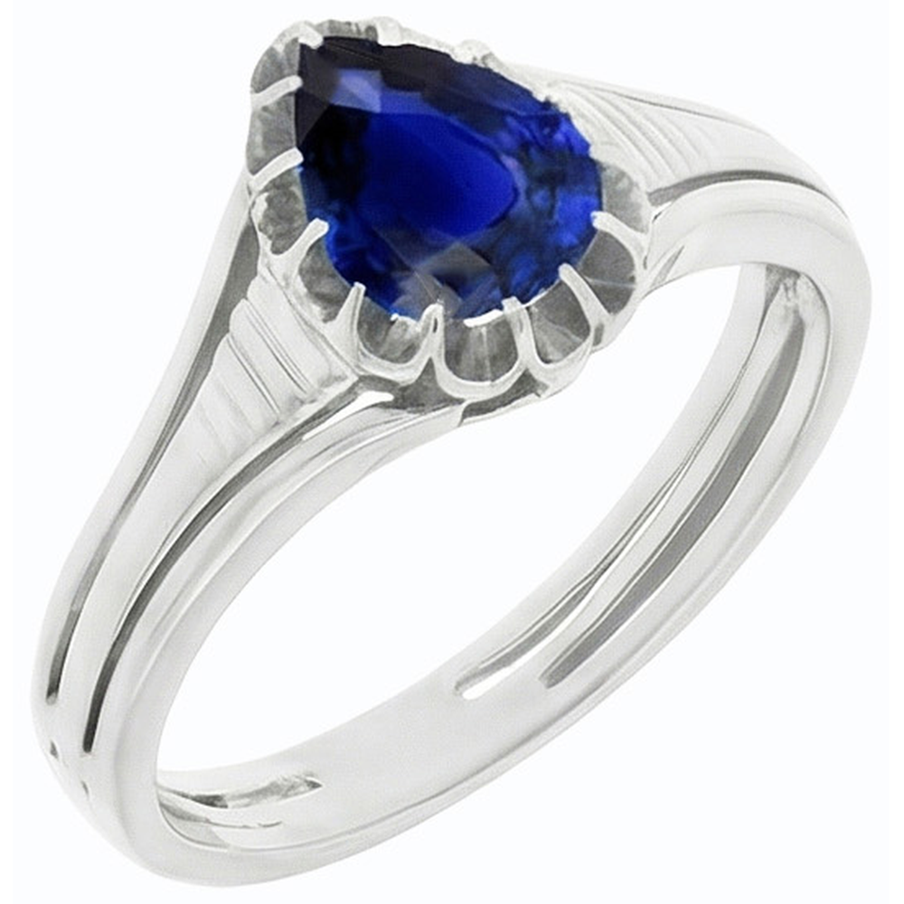 Solitaire Vintage Style Pear Cut Ceylon Sapphire Ring 2 Carats