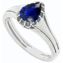 Solitaire Vintage Style Pear Cut Ceylon Sapphire Ring 2 Carats