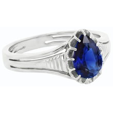 Solitaire Vintage Style Pear Cut Ceylon Sapphire Ring 2 Carats