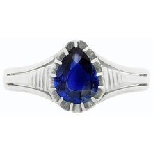 Solitaire Vintage Style Pear Cut Ceylon Sapphire Ring 2 Carats