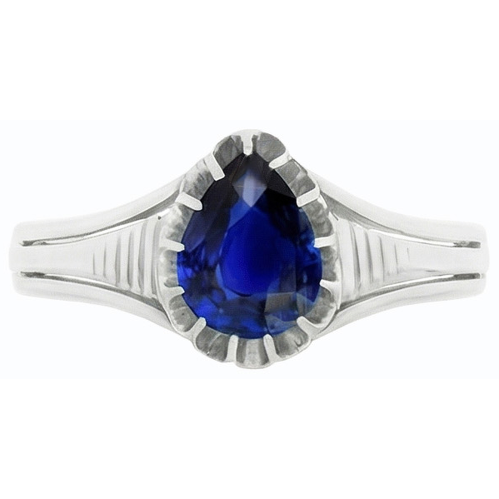 Solitaire Vintage Style Pear Cut Ceylon Sapphire Ring 2 Carats