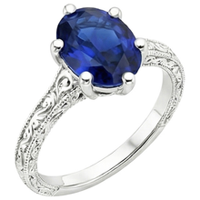 Solitaire Wedding Ring Antique Style Ceylon Sapphire 2 Carats