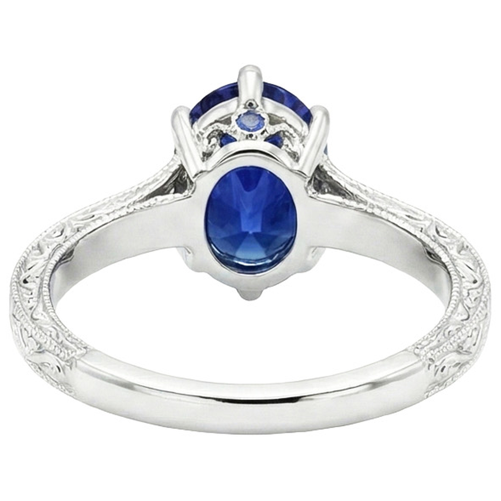 Solitaire Wedding Ring Antique Style Ceylon Sapphire 2 Carats