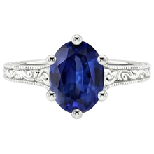 Solitaire Wedding Ring Antique Style Ceylon Sapphire 2 Carats