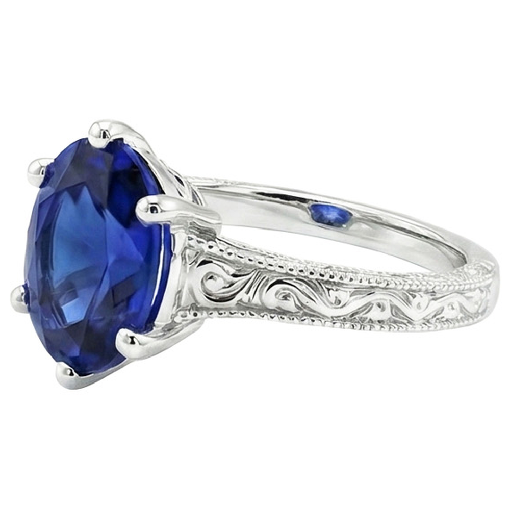 Solitaire Wedding Ring Antique Style Ceylon Sapphire 2 Carats
