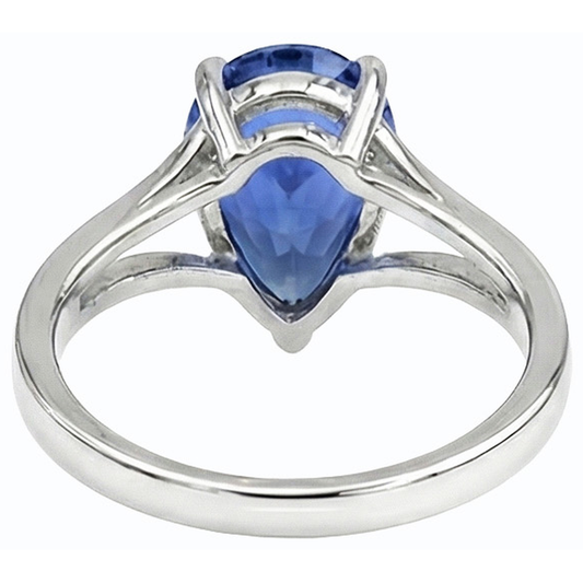 natural pear sapphire 3ct ring front view