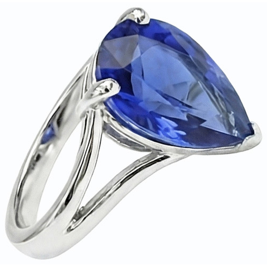 natural pear sapphire 3ct ring side angle