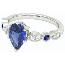 Solitaire Wedding Ring Blue Sapphire With Natural Earth Mined Diamond Accents 2.50 Carats