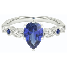 Solitaire Wedding Ring Blue Sapphire With Natural Earth Mined Diamond Accents 2.50 Carats