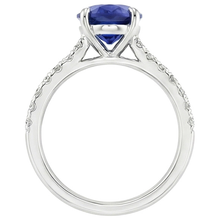 Solitaire Wedding Ring Blue Sapphire With Natural Earth Mined Diamond Accents 4.50 Carats
