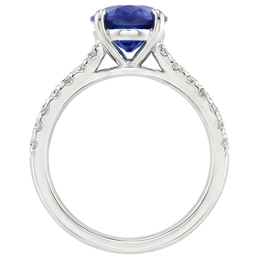 Solitaire Wedding Ring Blue Sapphire With Natural Earth Mined Diamond Accents 4.50 Carats