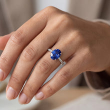 Solitaire Wedding Ring Blue Sapphire With Natural Earth Mined Diamond Accents 4.50 Carats