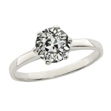 Solitaire Wedding Ring Old Mine Cut Natural Diamond 6 Prong Set 2 Carats